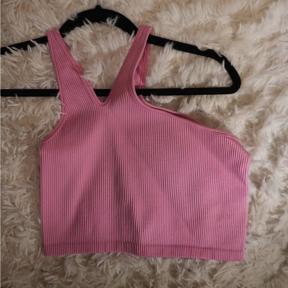 Pink Ribbed Crop Top